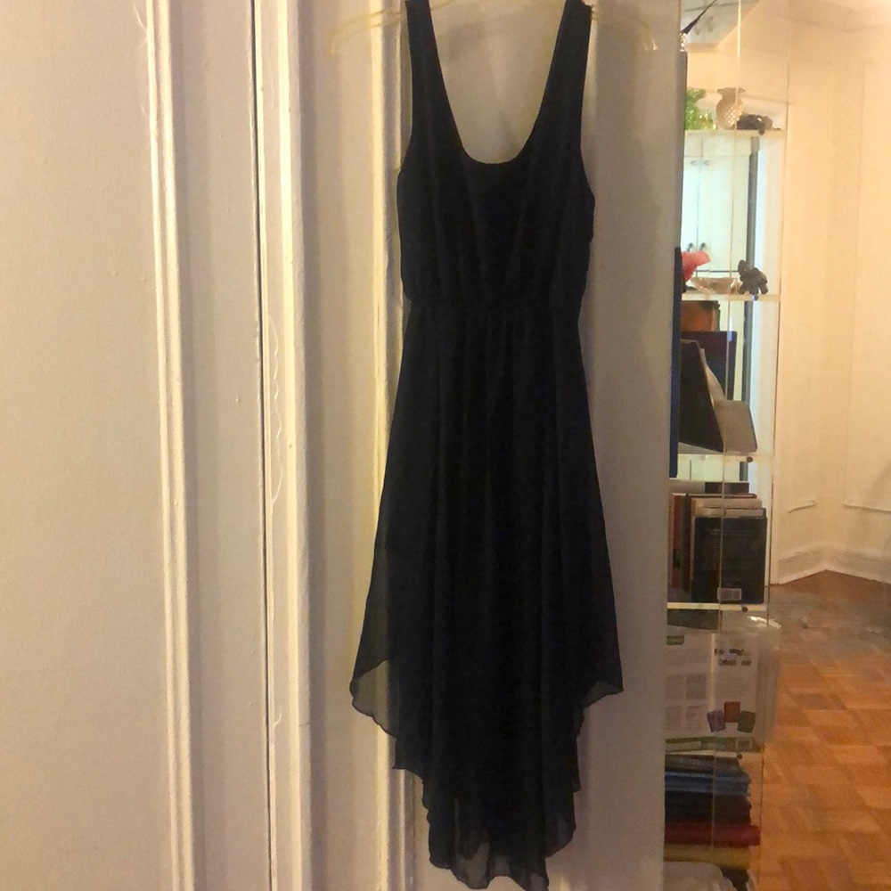 Navy high low silk tank dress